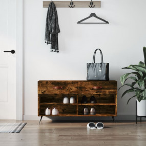 Shoe Bench Smoked Oak Engineered wood, Iron Medium Shoe...