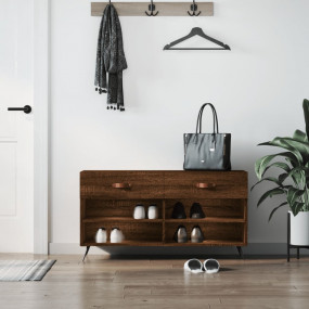 Shoe Bench Brown Oak Engineered Wood 40.2 x 13.8 x 21.7...
