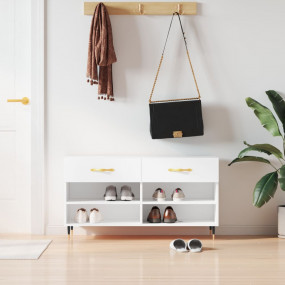 Shoe Bench White Engineered wood Medium Shoe Storage Be...