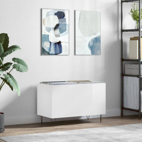 Record Cabinet High gloss white Engineered wood, Iron C...