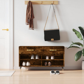Shoe Bench Smoked oak Engineered wood, iron Medium Shoe...