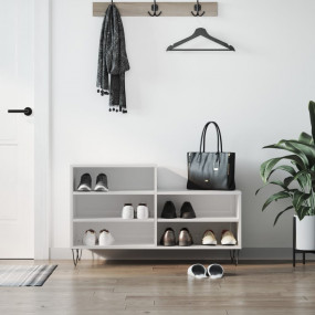 Shoe Cabinet High gloss white Engineered wood, metal