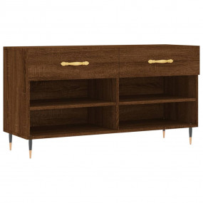 Shoe Bench Brown Oak Engineered Wood, Iron 40.2 x 13.8 ...