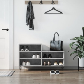 Shoe Cabinet Concrete Grey Engineered Wood, Metal Mediu...