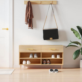 Shoe Bench Sonoma Oak Engineered Wood, Iron Large Shoe ...