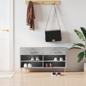 Shoe Bench Concrete Grey Engineered Wood, Iron Medium S...