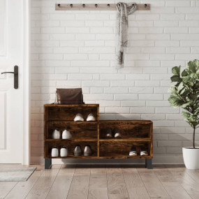 Shoe Cabinet Smoked Oak Engineered wood, Metal