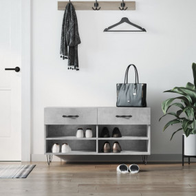 Shoe Bench Concrete Grey Engineered Wood Standard