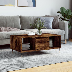 Coffee Table Smoked Oak Engineered Wood, Metal 35.4x19....
