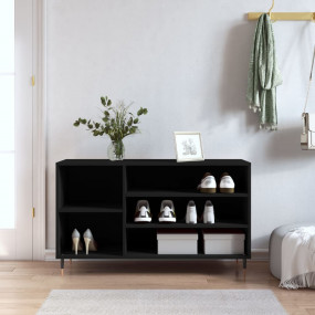 Shoe Cabinet Black Engineered Wood, Metal Medium Shoe C...