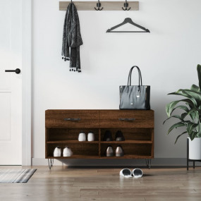 Shoe Bench Brown Oak Engineered Wood Medium Shoe Bench