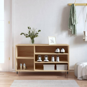 Shoe Cabinet Sonoma Oak Engineered Wood, Metal Medium
