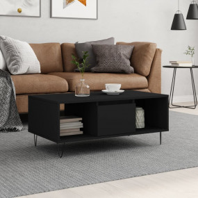 Coffee Table Black Engineered Wood, Metal Medium Coffee...