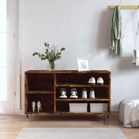 Shoe Cabinet Smoked Oak Engineered Wood Medium Shoe Cab...
