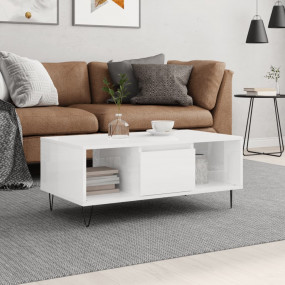 Coffee Table High gloss white Engineered wood, Metal Me...