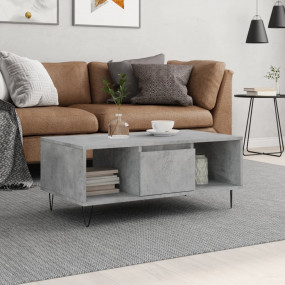Coffee Table Concrete Grey Engineered Wood, Metal Mid-s...