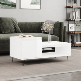 Coffee Table High gloss white Engineered wood, metal St...