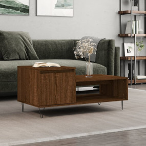 Coffee Table Brown Oak Engineered Wood, Metal Medium Co...
