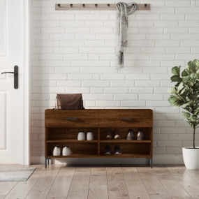 Shoe Bench Brown Oak Engineered Wood and Iron 40.2x13.8...