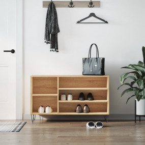 Shoe Cabinet Sonoma Oak Engineered Wood, Metal Medium