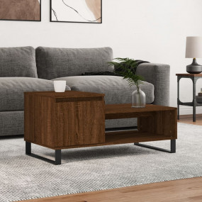 Coffee Table Brown Oak Engineered wood, Metal Medium Co...