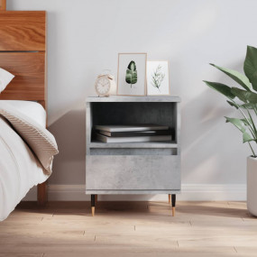 Bedside Cabinet Concrete Grey Engineered Wood Standard