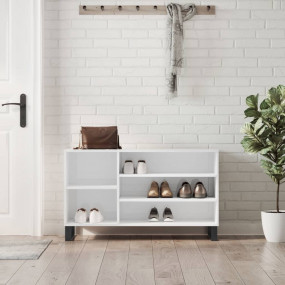 Shoe Cabinet High gloss white Engineered wood and metal...