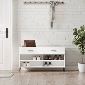 Shoe Bench White Engineered wood, Iron 40.2 x 13.8 x 21...