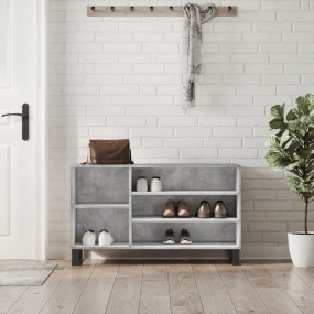 Shoe Cabinet Concrete Grey Engineered Wood Medium Shoe ...