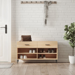 Shoe Bench Sonoma oak Engineered wood, Iron Medium