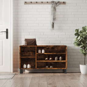 Shoe Cabinet Smoked Oak Engineered Wood, Metal Medium