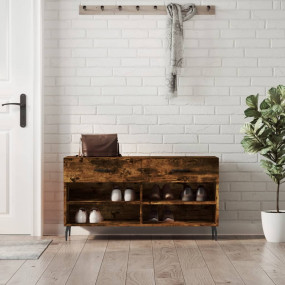 Shoe Bench Smoked Oak Engineered wood, iron 40.2x13.8x2...