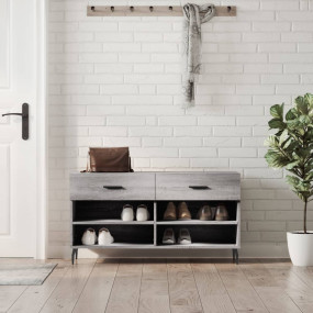Shoe Bench Grey Sonoma Engineered Wood, Iron 40.2x13.8x...
