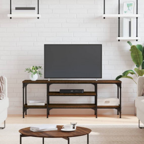 TV Cabinet Brown Oak Engineered Wood, Iron