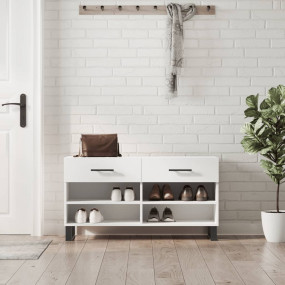 Shoe Bench White Engineered wood Medium Storage Shoe Be...