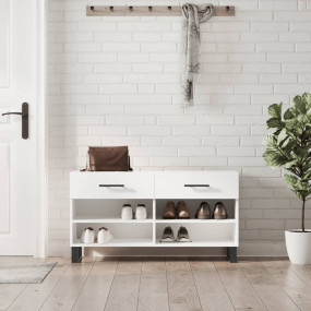 Shoe Bench High gloss white Engineered wood, iron