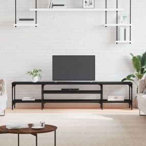TV Cabinet Black Engineered wood, Iron Large Adjustable...