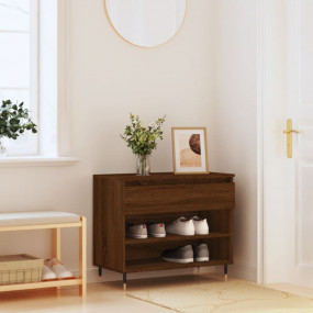 Shoe Cabinet Brown Oak Engineered Wood and Metal Medium