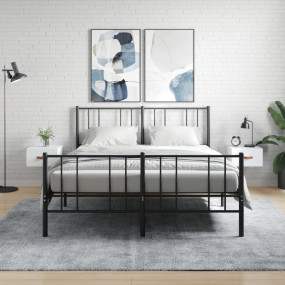 Wall-mounted Bedside Cabinet Set of 2 White Engineered ...