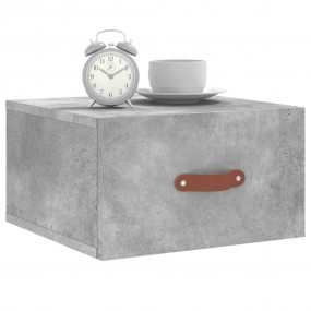 Wall-mounted Bedside Cabinet Set of 2 Concrete Grey Eng...