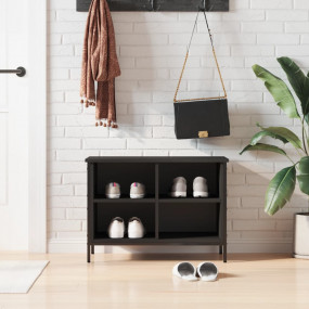 Shoe Cabinet Black Engineered Wood 27.2x13.8x19.7 in Sh...