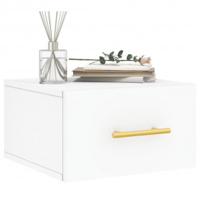 Wall-mounted Bedside Cabinet Set of 2 White Engineered ...