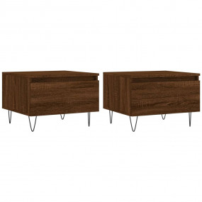 Coffee Table Set of 2 Brown Oak Engineered Wood, Metal ...