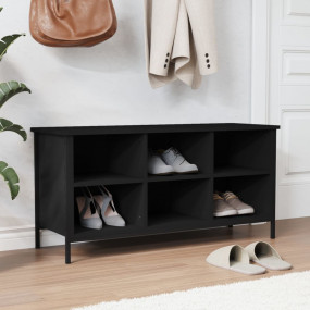 Shoe Cabinet Black Engineered wood, Powder-coated steel