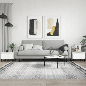 Coffee Table Set of 2 White Engineered wood, Metal Medi...