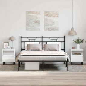 Bedside Cabinet Set of 2 High gloss white Engineered wo...