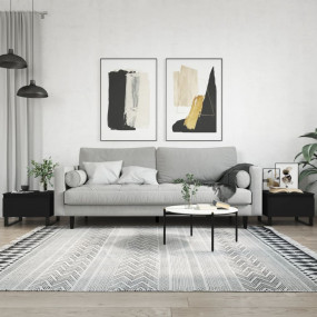 Coffee Table Set of 2 Black Engineered wood, metal Medi...