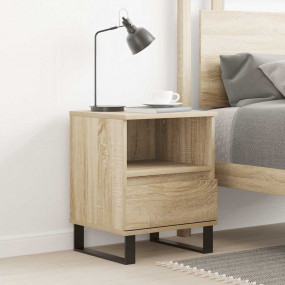 Bedside Cabinet Sonoma Oak Engineered Wood, Metal Bedsi...