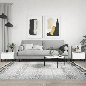 Coffee Table Set of 2 High Gloss White Engineered Wood,...