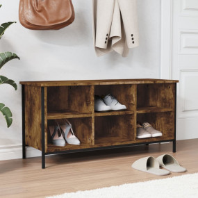 Shoe Cabinet Smoked Oak Engineered Wood, Powder-Coated ...